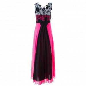 Платье женское MINAKU "Bella", длинное, размер 48, цвет розовый/чёрный
