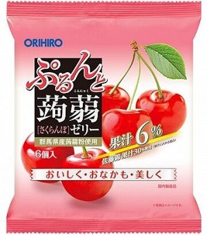 Фруктовое желе Orihiro "вишня" на основе коняку с содержанием натурального сока 120 гр 1/24 Япония
