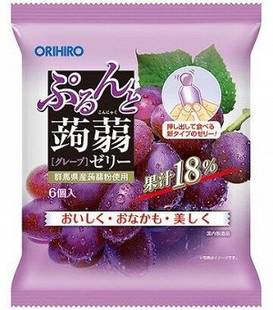 Фруктовое желе Orihiro "виноград" на основе коняку с содержанием натурального сока 120 гр 1/24 Япония