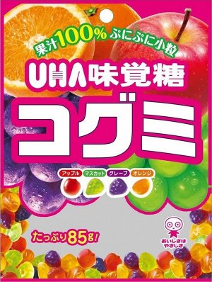 Мармелад жевательный "UHA" фруктовое ассорти из 100% сока 85г 1/10/80 Япония