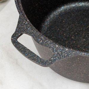 Кастрюля Granit ultra, 8 л, стеклянная крышка, антипригарное покрытие, цвет синий