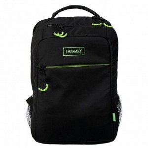 Рюкзак молодежный, Grizzly RU-030, 39x26x19 см, эргономичная спинка, чёрный