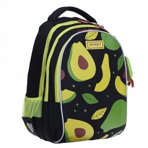 Рюкзак школьный, Grizzly RG-168, 41x28x20 см, эргономичная спинка, отделение для ноутбука, «Авокадо»