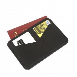 Обложка-футляр для паспорта, 2 кармана для карт, черный шора