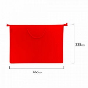 Папка для рисунков и чертежей А3, ручки-шнурок, пластик, молния сверху, ПИФАГОР, красная, 228228
