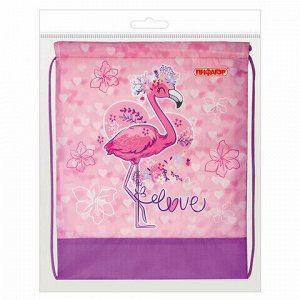 Мешок для обуви ПИФАГОР, 1 отделение, 42х34 см, "Cute Flamingo", 270184