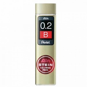 Грифели запасные PENTEL (Япония) в КОМПЛЕКТЕ из 20 шт., "Ain Stein", В, 0,2 мм, C272W-B