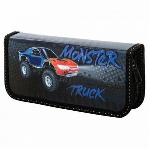 Пенал ПИФАГОР, 1 отделение, ламинированный картон, 19х9 см, "Monster Truck", 229192