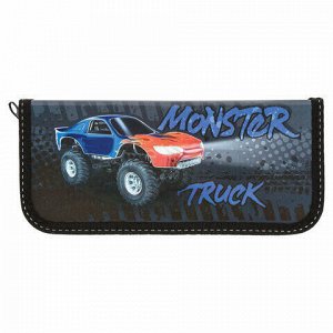 Пенал ПИФАГОР, 1 отделение, ламинированный картон, 19х9 см, "Monster Truck", 229192