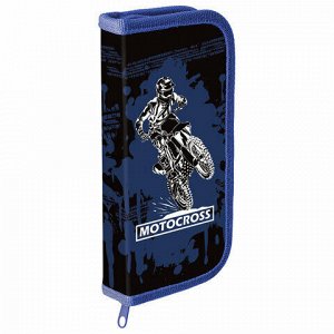 Пенал ПИФАГОР, 1 отделение, ламинированный картон, 19х9 см, "Motocross", 229194