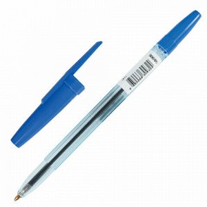 Ручка шариковая масляная СТАММ "Офис", СИНЯЯ, корпус тонированный синий, узел 1 мм, линия письма 0,7 мм, ОФ999