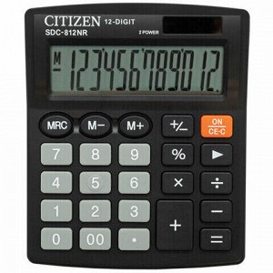 Калькулятор настольный CITIZEN SDC-812NR, МАЛЫЙ (124x102 мм), 12 разрядов, двойное питание