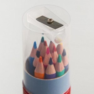 Цветные карандаши, 12 цветов, трехгранные, в тубусе, «Трансформеры»