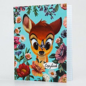 Тетрадь в клетку 48 листов, картонная обложка «Бэмби, Disney»