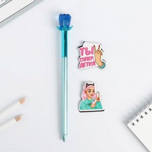 Канцелярский набор «С 8 Марта детка»: магнитные закладки 2 шт и ручка