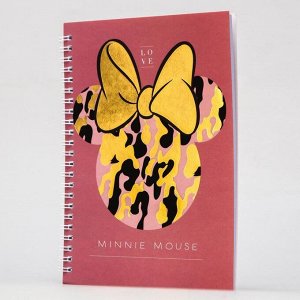 Тетрадь А5 на гребне, в твердой обложке с тиснением, 60 листов, Minnie Mouse