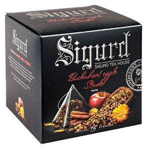 Чай SIGURD 'BUCKNHEAT APPLE STRUDEL' 15 пирамидок/саше-конверт 1 уп.х 8 шт.