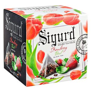 Чай SIGURD 'STRAWBERRY BASIL' 15 пирамидок/саше-конверт 1 уп.х 8 шт.