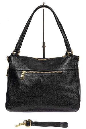 Классическая женская сумка из натуральной кожи с декоративной подвеской, цвет чёрный