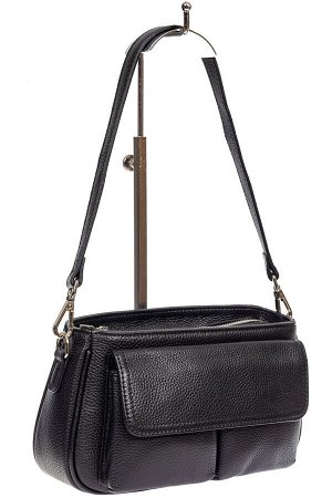 Кожаная женская сумка-багет, цвет чёрный