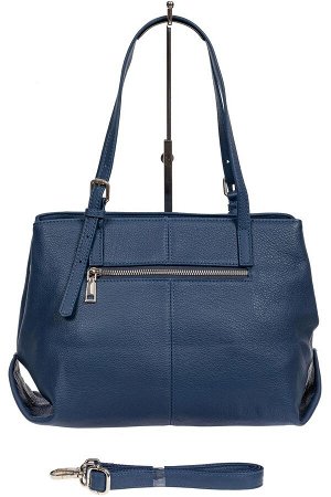 Женская сумка тоут из натуральной кожи с декоративной подвеской, синяя