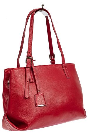 Женская сумка тоут из натуральной кожи с декоративной подвеской, красная