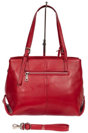 Женская сумка тоут из натуральной кожи с декоративной подвеской, красная