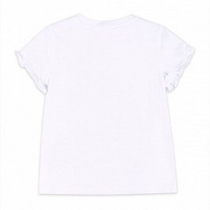 Футболка 95% ХЛОПОК 5% ЭЛАСТАН Светлая футболка с короткими рукавами оборками для девочки. Благодаря натуральному составу ткани футболка легкая и воздухопроницаемая. Качественный принт не потеряет сво