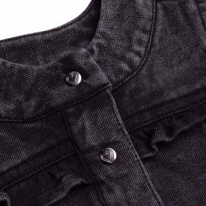 Куртка 100% хлопок Эффектная однотонная джинсовая куртка-ветровка для девочек . Модный дизайн, комфортный укороченный крой с округлой горловиной и длинными рукавами. По бокам два кармана. Застегиваетс