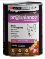 ProBalance Adult Gourmet влажный корм для взрослых собак с телятиной и кроликом 850 гр конс
