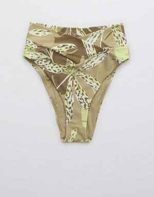 Real Me Printed Crossover High Cut Cheeky Bikini Bottom