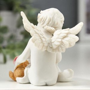 Сувенир полистоун "Белоснежный ангел с цветным кроликом" 6,8х6,5х6 см