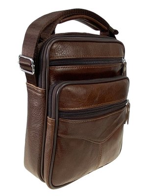 Кожаная мужская сумка через плечо, цвет коричневый