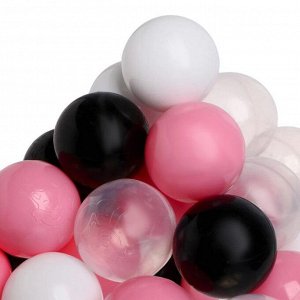 Набор шаров для сухого бассейна 150 штук (прозрачный, розовый, белый, чёрный)
