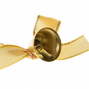 Колокольчик на булавке с бантом на Выпускной, золотой, d = 2,6 см