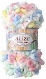 Пряжа ALIZE PUFFY fine color / 5949 радуга