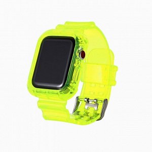 Ремешок ApW21 для "Apple Watch 38/40/41 mm" прозрачный с кейсом (yellow)