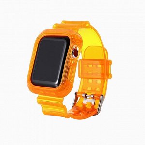 Ремешок ApW21 для "Apple Watch 38/40/41 mm" прозрачный с кейсом (orange)