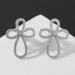 Серьги со стразами &quot;Крест&quot; дуги, цвет белый в серебре