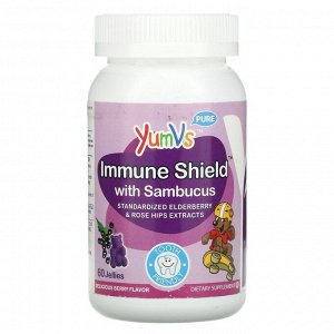 YumV's, Комплекс для поддержки иммунитета с бузиной, со вкусом ягод, 60 желе
