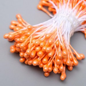 Тычинки для искусственных цветов "Капельки ярко-оранжевые" (набор 130 шт) длина 6 см