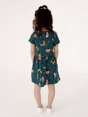 Платье Лето дикие лисы (128, зеленый)