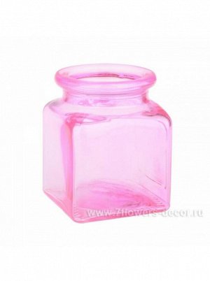 Ваза стекло Квадрато 92-610 D 8,5 х Н 10 см проз крш розовый флуоресцент цвет розовый Арт 4840158447