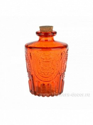 Бутылка с пробкой стекло D7 см Н 10 см цвет Красный Арт 666-1