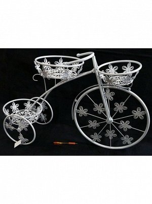 Подцветочник металл Велосипед 3 корзины 81 х 50 см цвет белый