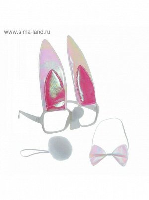 Набор карнавальный Зайка 3 предмета очки хвост бабочка цвета микс