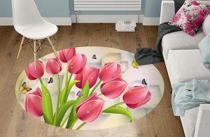 Design Studio 3D 3D Ковер «Яркие тюльпаны и бабочками»