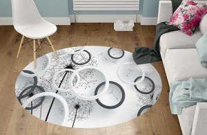 3D Ковер «Черно-белая объемная композиция с одуванчиками»