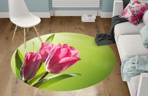3D Ковер «Тюльпаны на зеленом фоне»