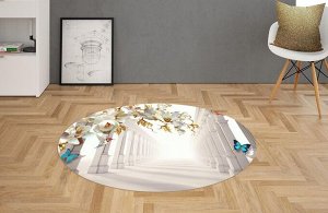 3D Ковер «Тоннель с птичками и бабочками»